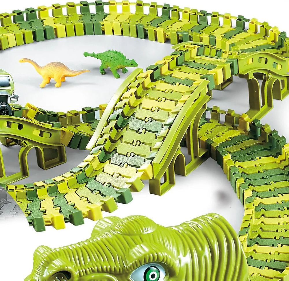 Dino Racerbana för Barn – 140-delars Flexibel Bana med Dinosaurieleksaker More For Mini