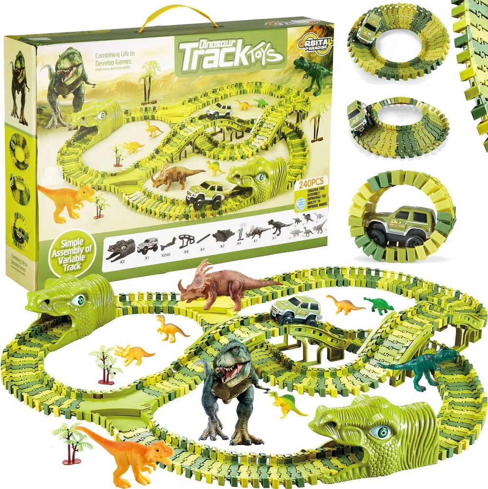 Dino Racerbana för Barn – 140-delars Flexibel Bana med Dinosaurieleksaker More For Mini
