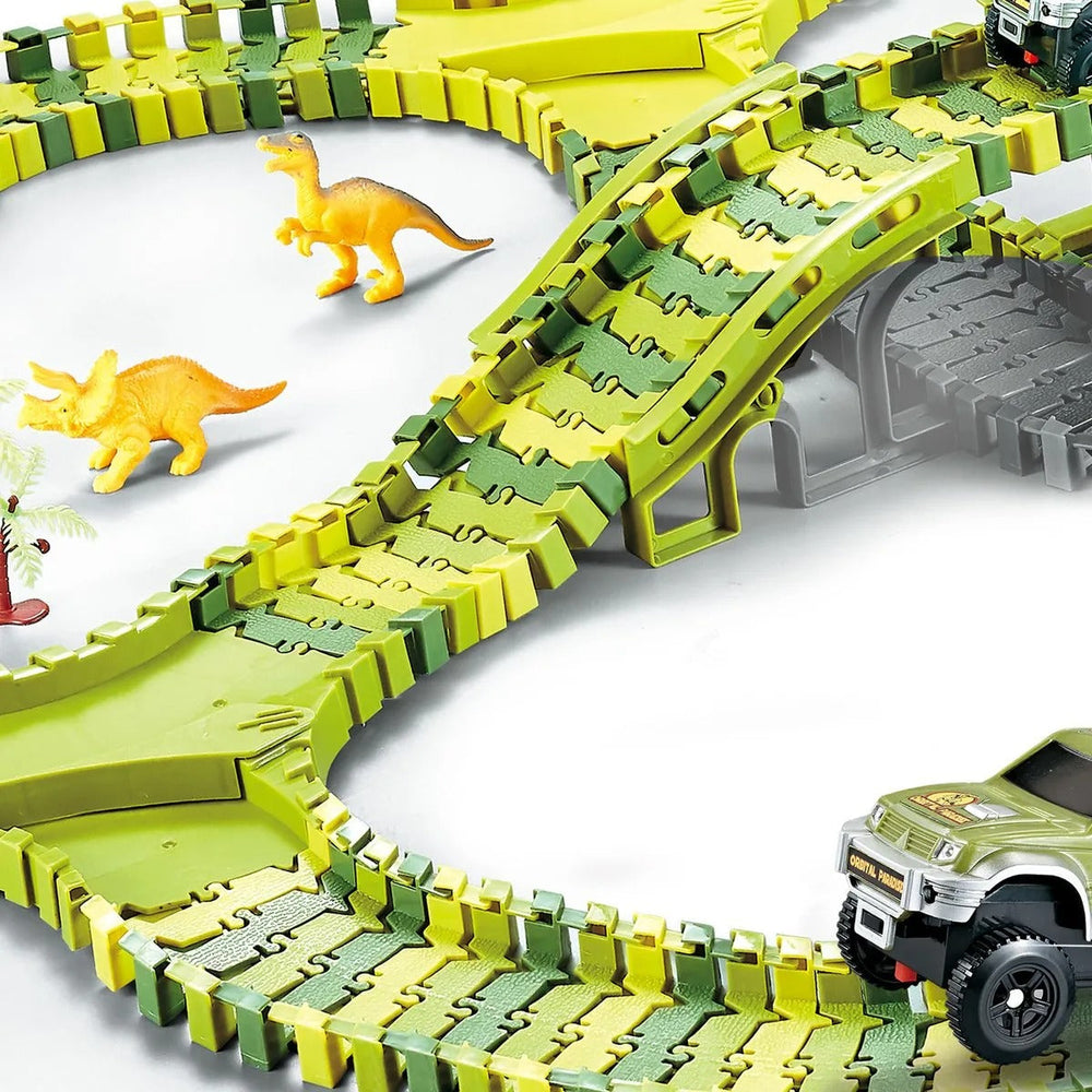 Dino Racerbana för Barn – 140-delars Flexibel Bana med Dinosaurieleksaker More For Mini