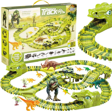 Dino Racerbana för Barn – 140-delars Flexibel Bana med Dinosaurieleksaker More For Mini