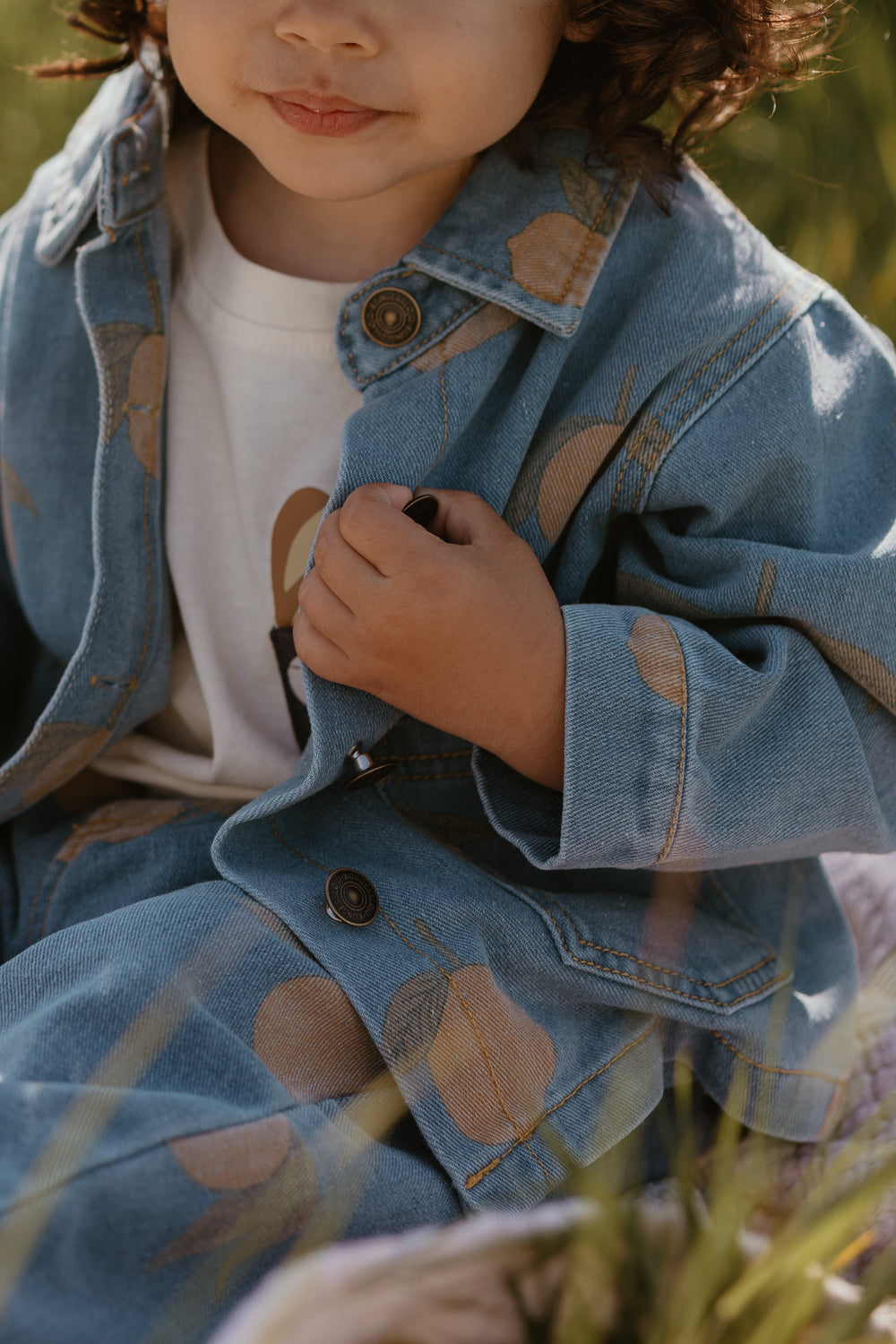 Barnjeansjacka med citronmönster – Blå denimjacka 0–8 år | Bekväm & Unisex More For Mini