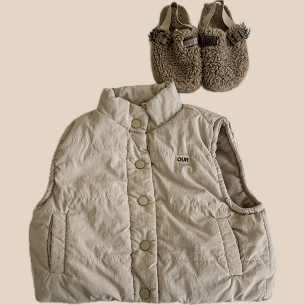 Bodywarmer – Little Voyager Unisex, Blå/Beige, Bomull, Storlek 0–6 år More For Mini