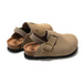 Clogs-sandaler för barn i mockalook med läderovandel, elastiskt hälband, korksula och halkfri design för vardagsbruk