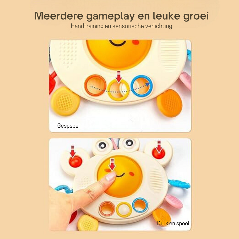 Baby Trekkoord Speelgoed Siliconen | SensyCrab Motoriek Trainer 0-4 Jaar More For Mini
