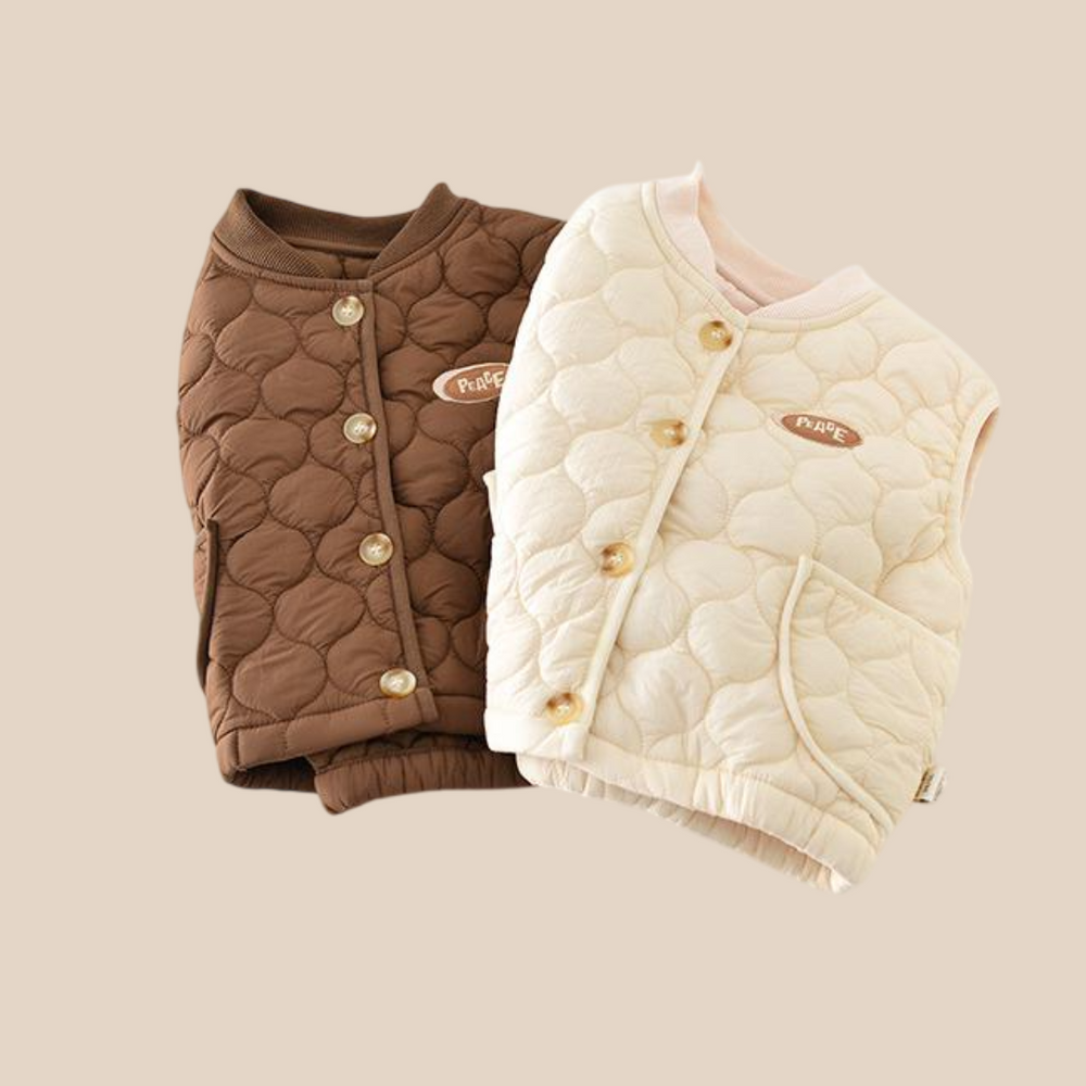 Vadderad väst – Pape Unisex, Brun/Beige, Bomull, Storlek 0–4 år More For Mini