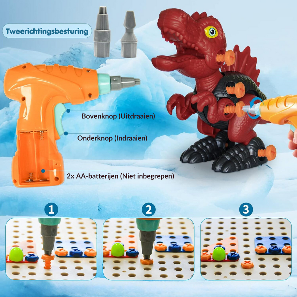 DinoBuilder Bouwspeelgoed Set – Creatief Educatief Speelgoed met Werkende Gereedschappen en Dino-ontwerpen More For Mini