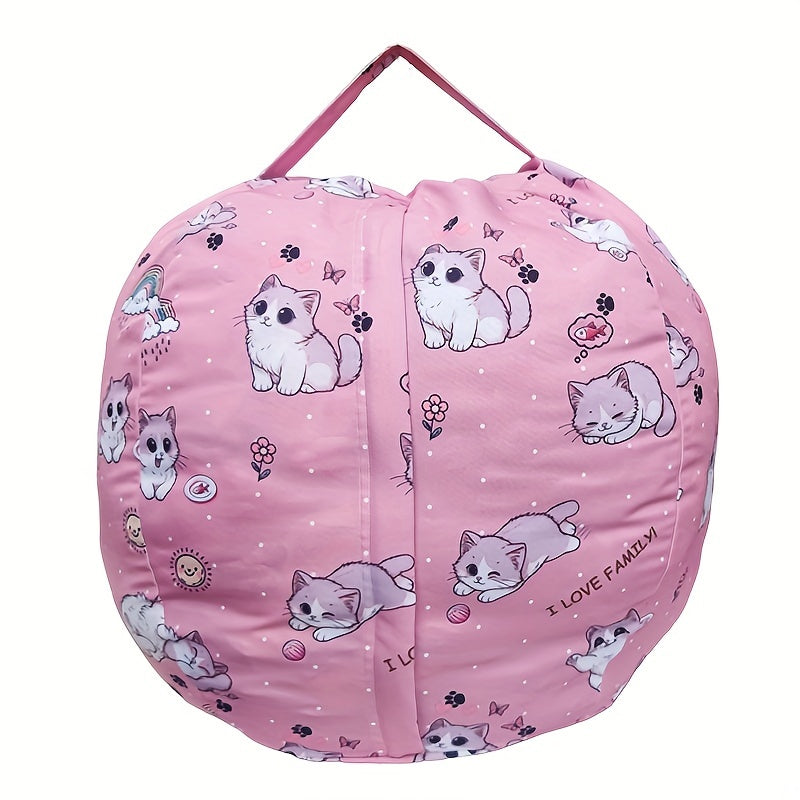 Kitty Bean Bag Hölje – Förvara Gosedjur & Mjukt Sittkudde för Barn Lilla Lycka