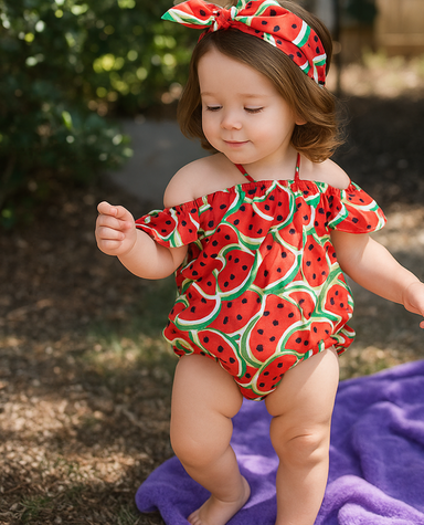 Zomerjurk Meisje met Watermeloenprint – Luchtige Kinderjurk van 100% Katoen | LivelyLoops Maat 0-3 Jaar More For Mini
