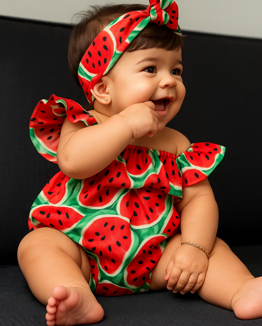 Zomerjurk Meisje met Watermeloenprint – Luchtige Kinderjurk van 100% Katoen | LivelyLoops Maat 0-3 Jaar More For Mini