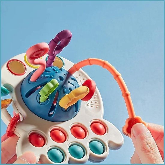 Sensoriskt leksak – OctoPlay bläckfisk, interaktiv babyleksak, BPA-fri, fidgetleksak, pedagogisk & motorisk utveckling More For Mini