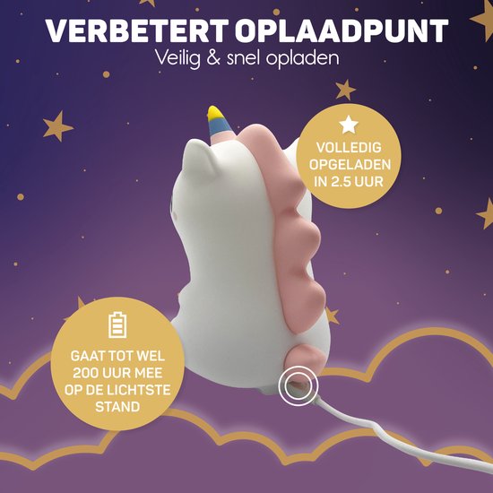 Unicorn Nachtlampje voor Kinderen – Magisch Slaapvriendje met USB Oplaadfunctie More For Mini