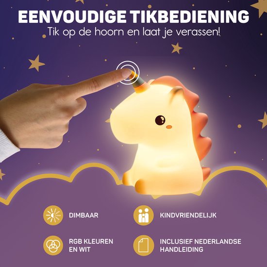 Unicorn Nachtlampje voor Kinderen – Magisch Slaapvriendje met USB Oplaadfunctie More For Mini
