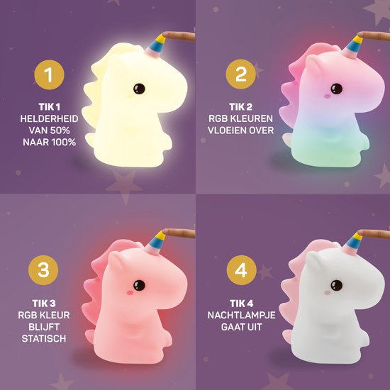 Unicorn Nachtlampje voor Kinderen – Magisch Slaapvriendje met USB Oplaadfunctie More For Mini