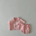 Trendy Geblokte Kledingset Shirt en Short - Baby Peuter Kleuter Kinderen, Roze/Blauw/Groen, Katoen, Maat 0-6 Jaar More For Mini