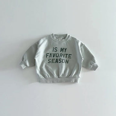 Barntröja med slogan – Favoritsäsong Baby, Småbarn, Förskolebarn, Barn, Grå, Bomull, Storlek 0–6 år More For Mini