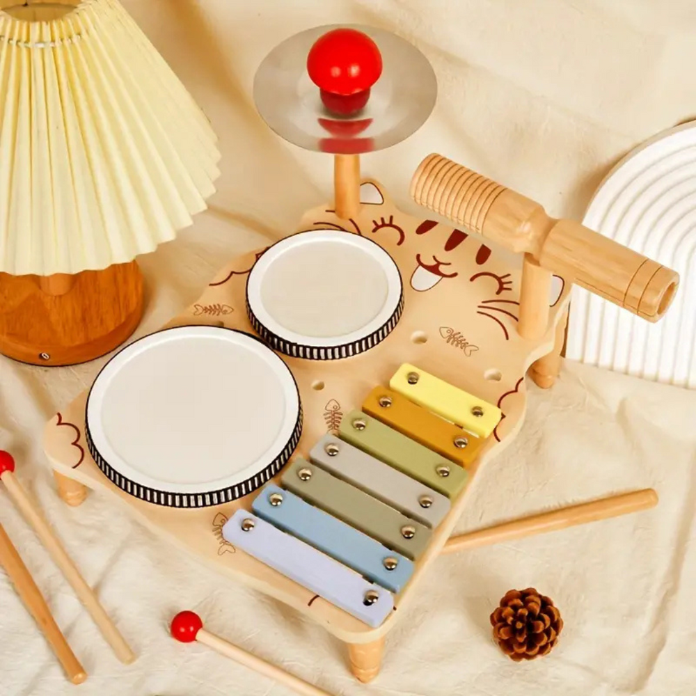 Houten Drumstel voor Peuters | Educatief Muziekspeelgoed | Rytmo Drumset Kopen More For Mini