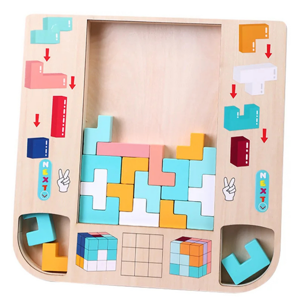 Tetris Pusselbord i Trä för Barn – Pedagogisk Leksak för Finmotorik & Logiskt Tänkande More For Mini