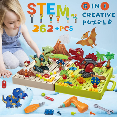 DinoBuilder Bouwspeelgoed Set – Creatief Educatief Speelgoed met Werkende Gereedschappen en Dino-ontwerpen More For Mini