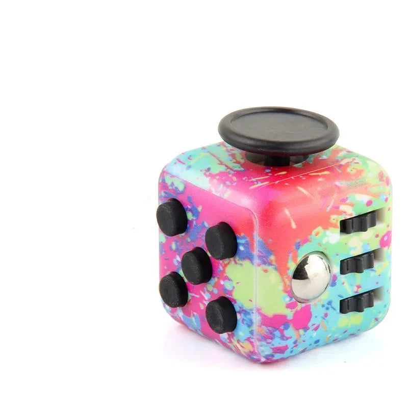 Fidget cube med 6 taktila sidor – tysta klickknappar, stålkula, fickformat | fidgetkub