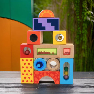 Träklossar för Baby, Småbarn och Förskolebarn – Pedagogiskt Leksak för Kreativt Byggande från 1 År More For Mini