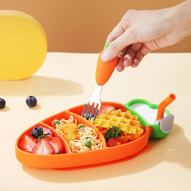 MiniMeal Peuterbord Set – Veilig & Antislip Bord voor Baby’s Vanaf 6 Maanden | Siliconen Zuignap Bord Met Bestek More For Mini