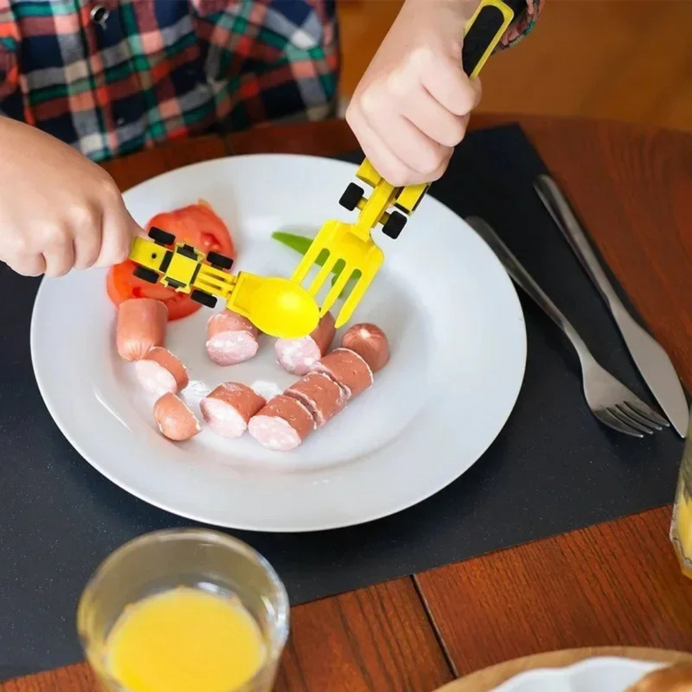 Kinder Bouwbestek Set – Speels Bestek voor Kinderen met Bouwvoertuigen Design | Veilig & Ergonomisch Etenstijd Speelgoed More For Mini
