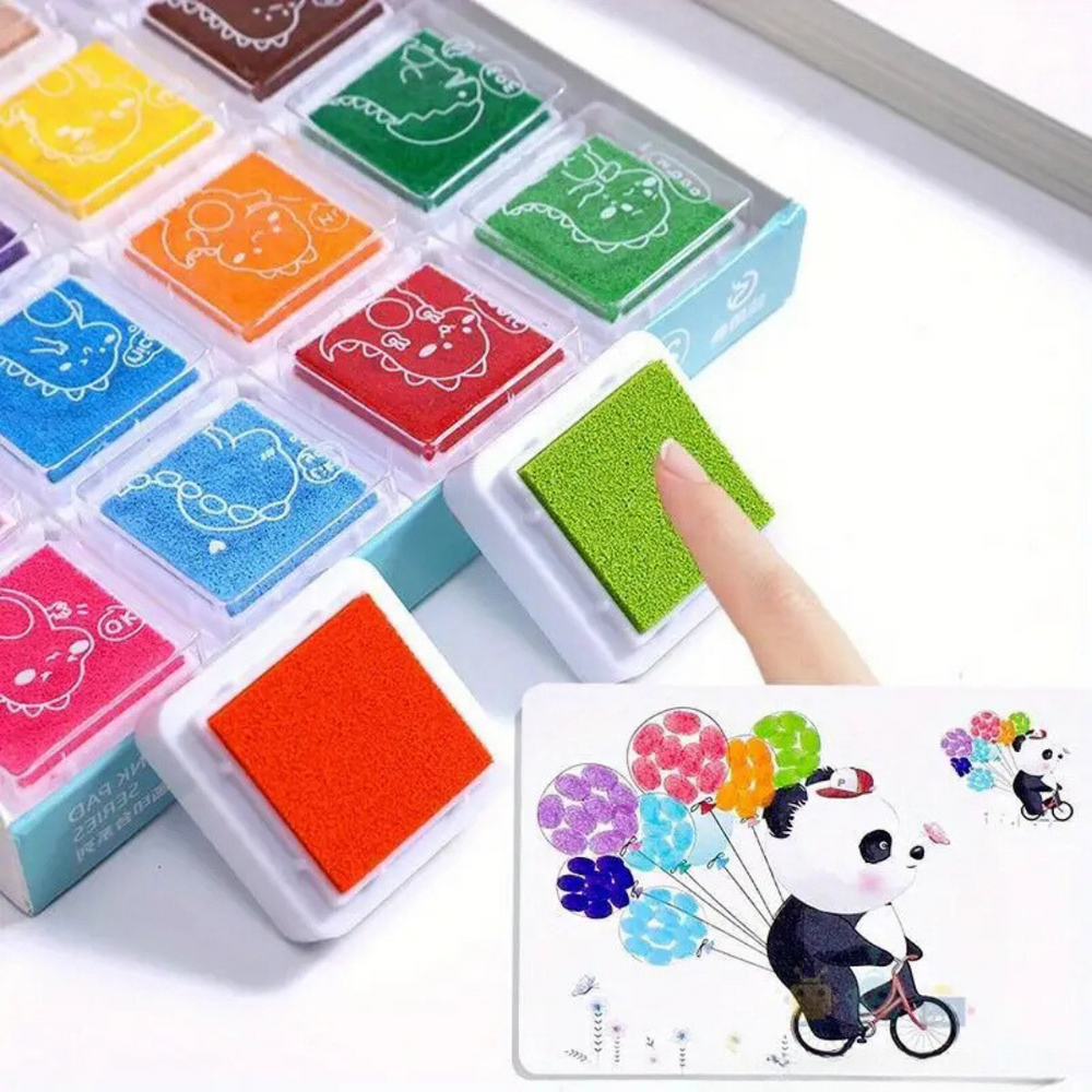 Regenboog Vingerverf Set voor Kinderen – 12 Kleuren & 30 Kaarten | Veilig & Afwasbaar More For Mini