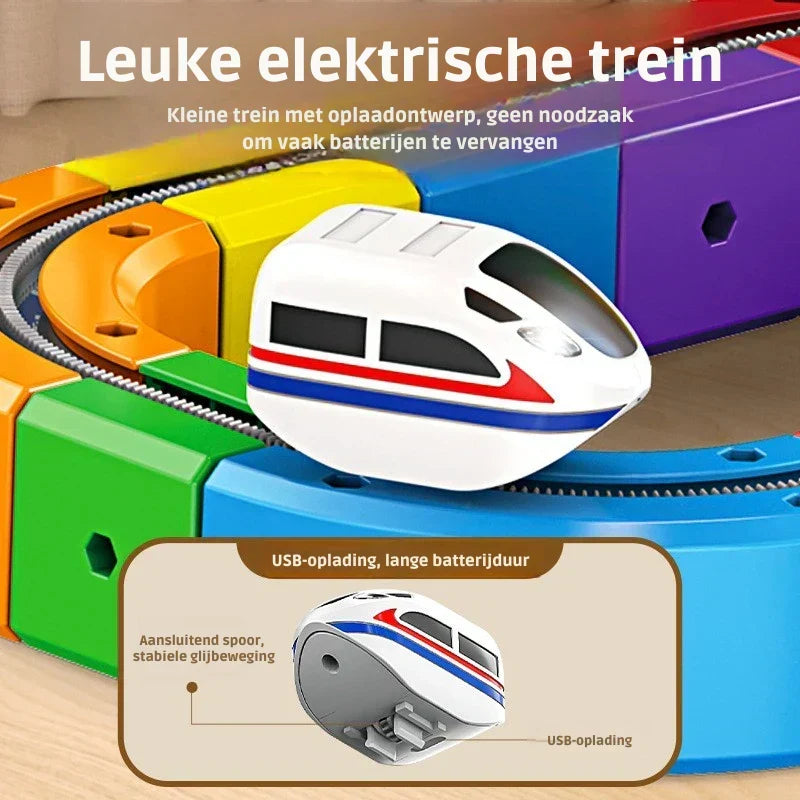 Magnetisk tågbana att bygga själv – 51 eller 81 delar, USB-tåg | byggleksak