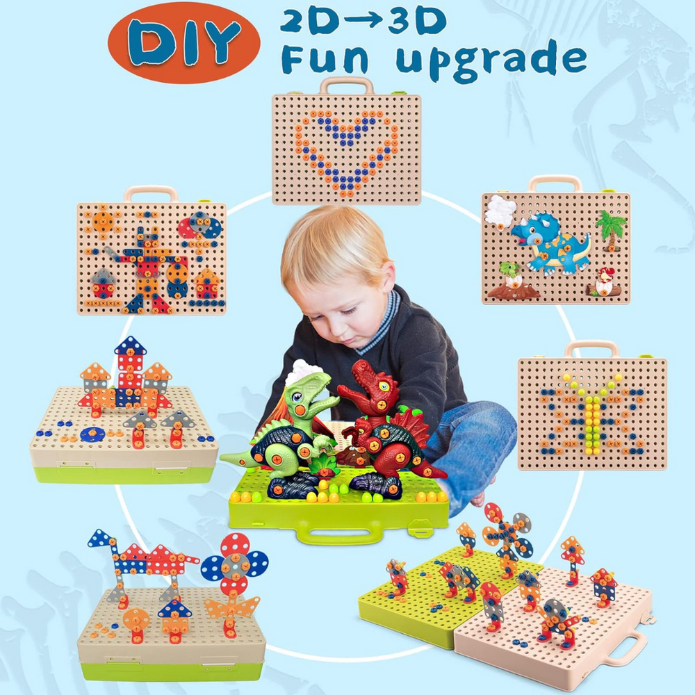 DinoBuilder Bouwspeelgoed Set – Creatief Educatief Speelgoed met Werkende Gereedschappen en Dino-ontwerpen More For Mini