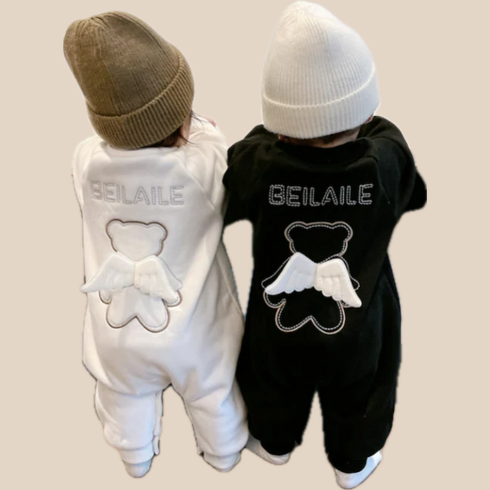 Overall med Änglavingar – Baby, Svart/Vit, Bomull, Storlek 0–2 år More For Mini