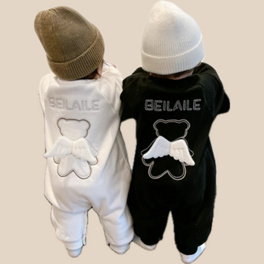 Overall med Änglavingar – Baby, Svart/Vit, Bomull, Storlek 0–2 år More For Mini
