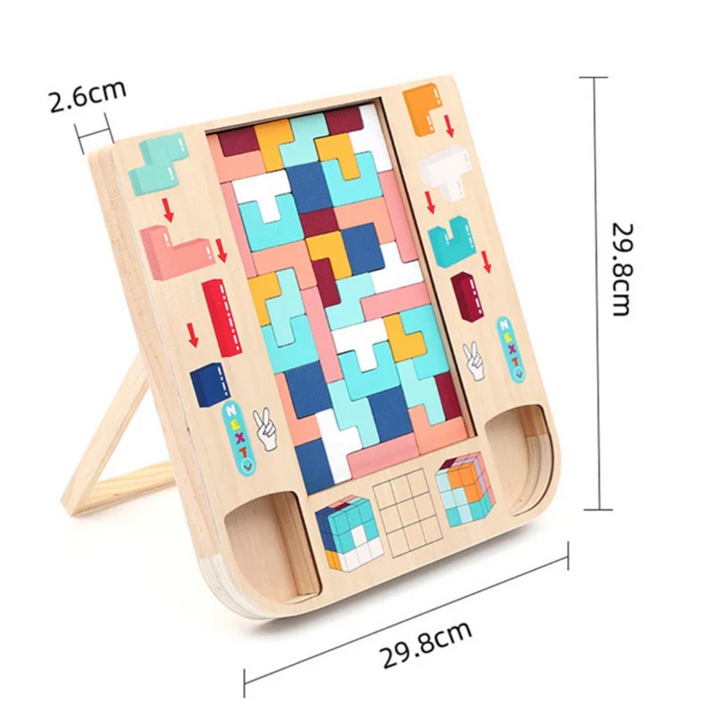 Tetris Pusselbord i Trä för Barn – Pedagogisk Leksak för Finmotorik & Logiskt Tänkande More For Mini