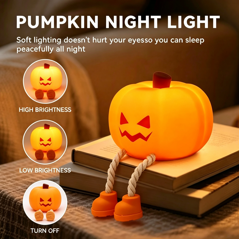 Halloween-nattlampa med mjukt stämningsljus – silikon, laddas via USB-C | barnrumslampa