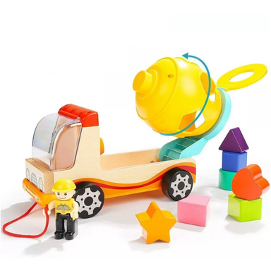 Houten Cementwagen met Vormensorteerder – Educatief Speelgoed vanaf 3 Jaar More For Mini
