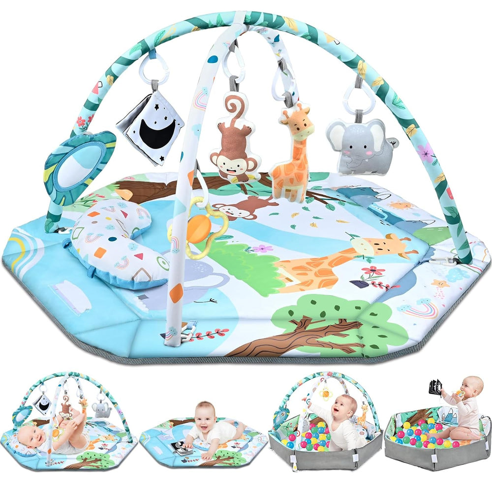 SensoryHaven™ 8-i-1 babylekmatta med 6 leksaker – Stimulerar sinnen och motorik för bebisar More For Mini