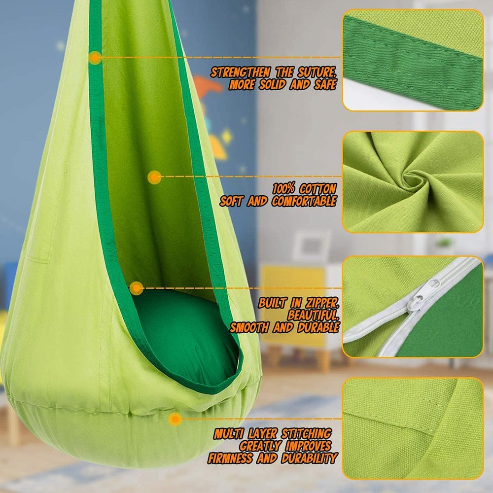 Kinderhangstoel voor Binnen & Buiten – Comfortabele Schommelstoel met Kussen | CocoonNest van HushPlay More For Mini