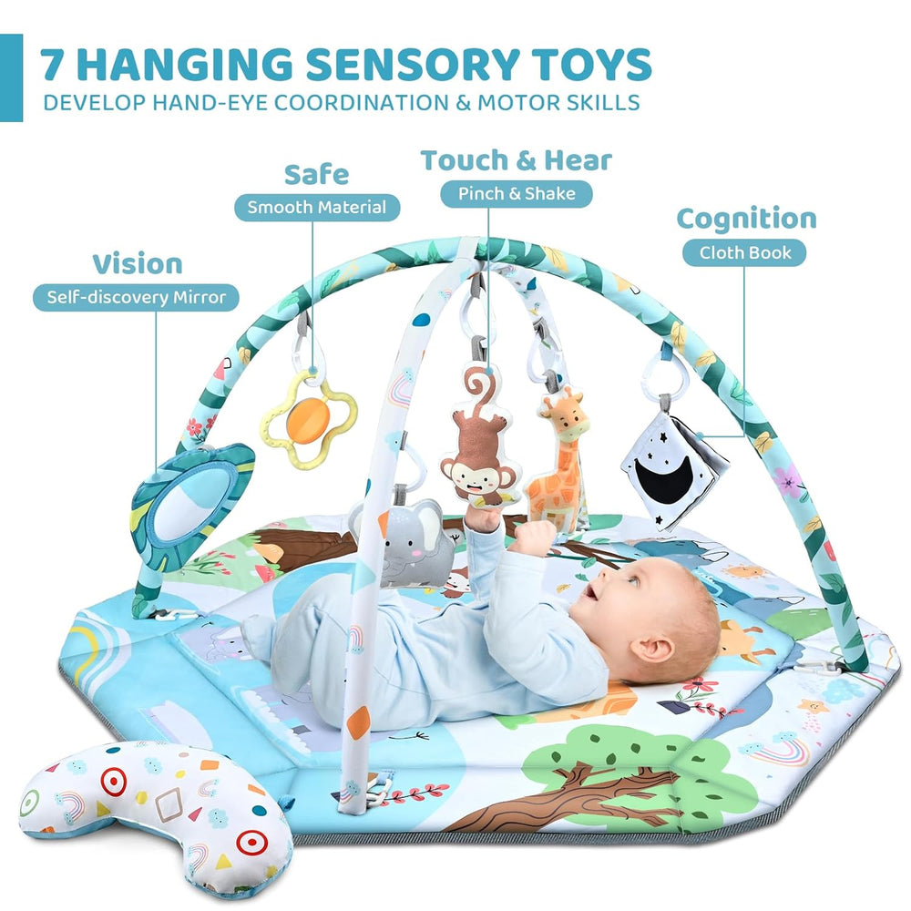 SensoryHaven™ 8-i-1 babylekmatta med 6 leksaker – Stimulerar sinnen och motorik för bebisar More For Mini
