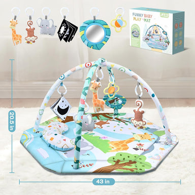 SensoryHaven™ 8-i-1 babylekmatta med 6 leksaker – Stimulerar sinnen och motorik för bebisar More For Mini