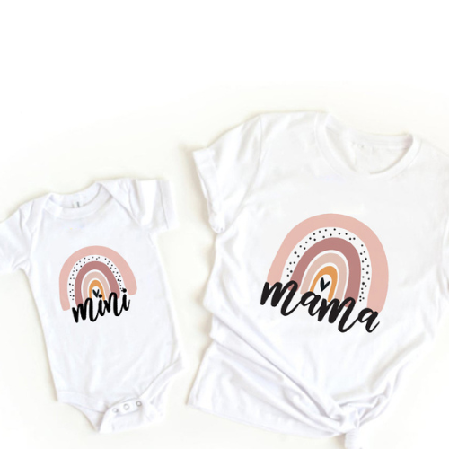 Mamma & Dotter Matchande Set – Tröja & Sparkdräkt | Regnbågsprint More For Mini