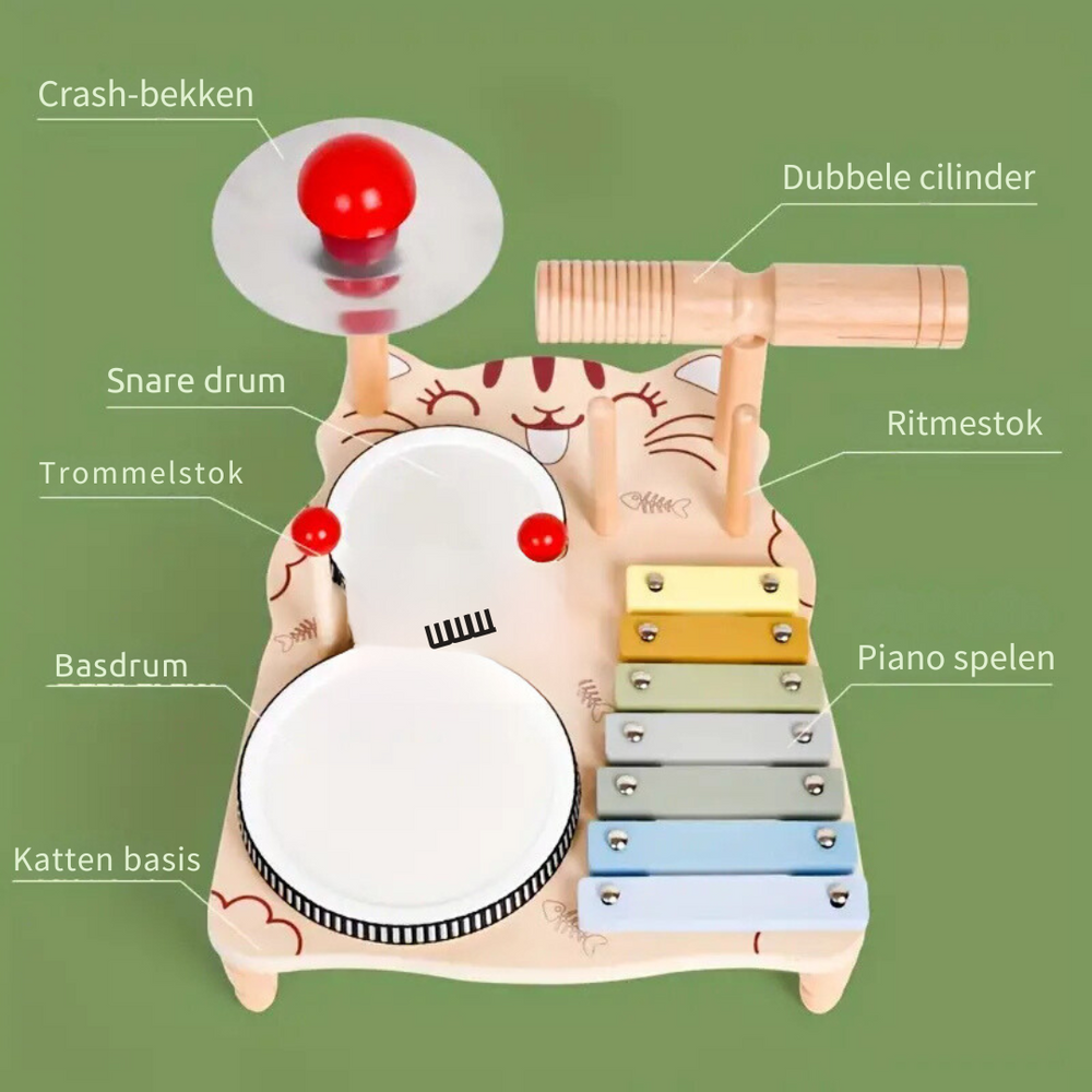 Trumset i Trä för Småbarn | Pedagogisk Musikleksak | Köp Rytmo Trumset More For Mini
