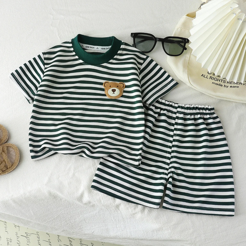 Randig 2-Delars Barnoutfit – Trendigt Set för Pojkar & Flickor More For Mini