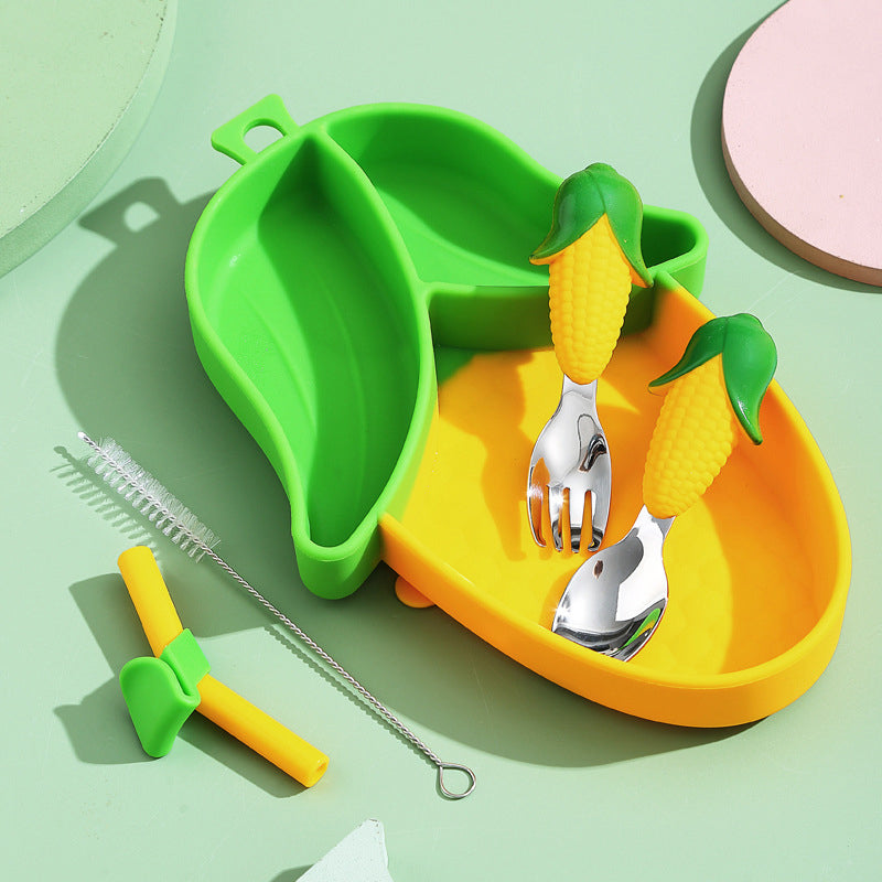MiniMeal Peuterbord Set – Veilig & Antislip Bord voor Baby’s Vanaf 6 Maanden | Siliconen Zuignap Bord Met Bestek More For Mini