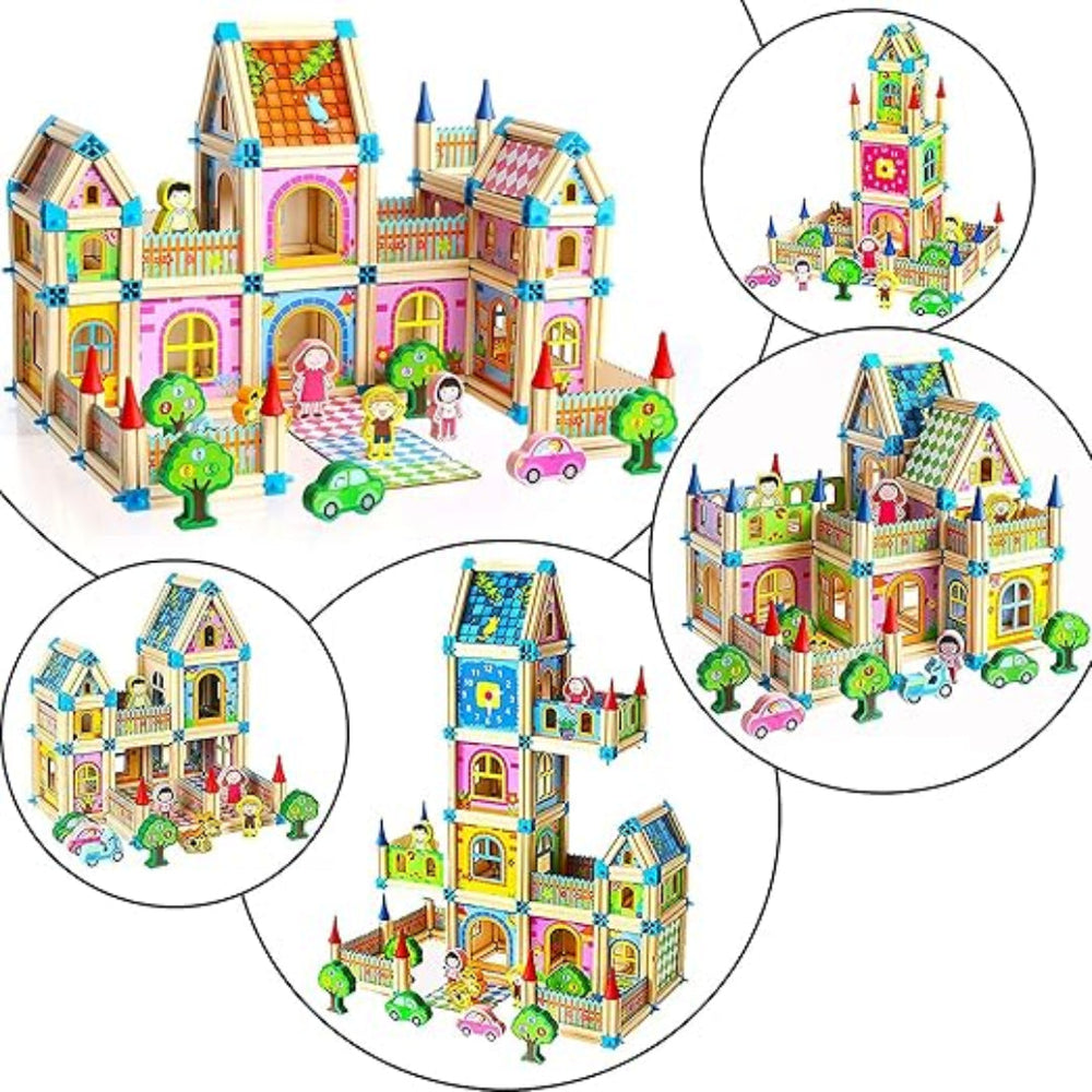 Träbyggsats för Barn – Hållbart Slottsbygge med Klossar | WoodWise Kreativ Leksak från 3+ år More For Mini