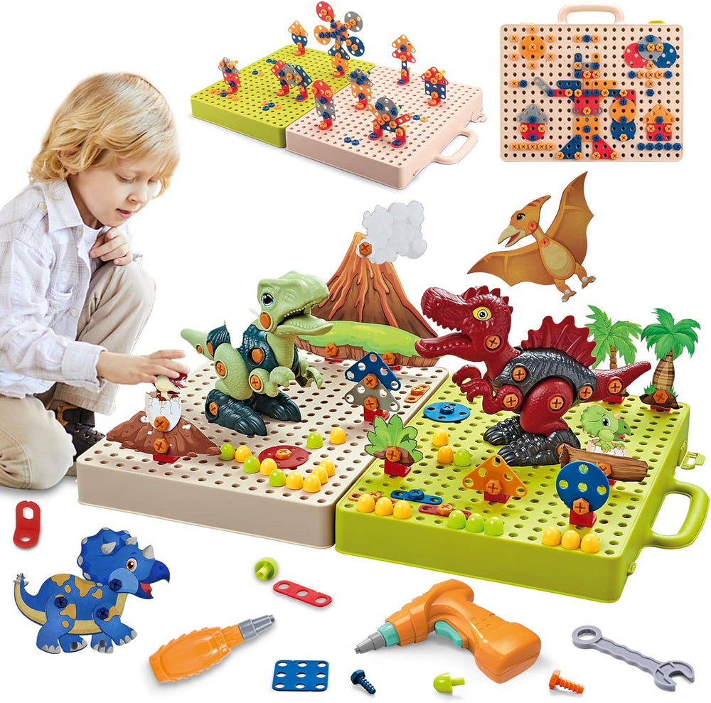 DinoBuilder Bouwspeelgoed Set – Creatief Educatief Speelgoed met Werkende Gereedschappen en Dino-ontwerpen More For Mini
