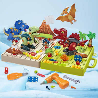 DinoBuilder Bouwspeelgoed Set – Creatief Educatief Speelgoed met Werkende Gereedschappen en Dino-ontwerpen More For Mini