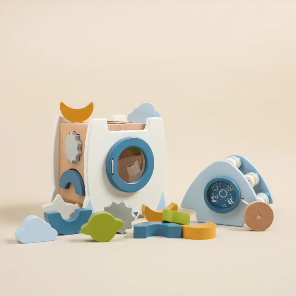 Pedagogiskt Trärum Blockspelet | SpaceBuild Kreativt & Montessori Leksak More For Mini