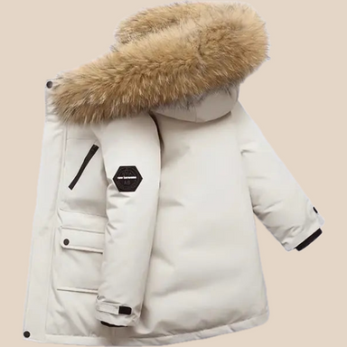 Vinterjacka med Pälskrage – Lome Unisex, Vit/Svart, Polyester, Storlek 4–13 år More For Mini