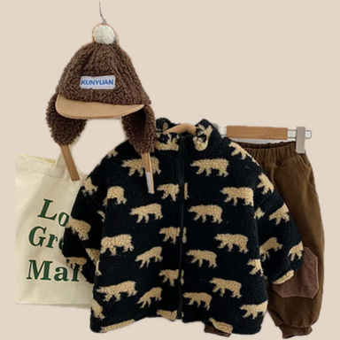 Fleeceväst med Björnmotiv – Björnar Unisex, Svart/Grön, Storlek 1–6 år More For Mini