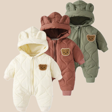 Onesie med Björnöron – Accra Unisex, Beige/Grön/Kaffe, Bomull, Storlek 6–18 månader More For Mini