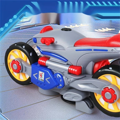 MotoFlash Elektrisk Motorcykel med LED-ljus och Musik – 360° Roterande Leksak för Barn More For Mini